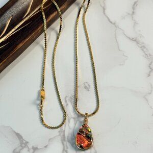 Artisan Made 14kt Gold Dichroic Glass Necklace